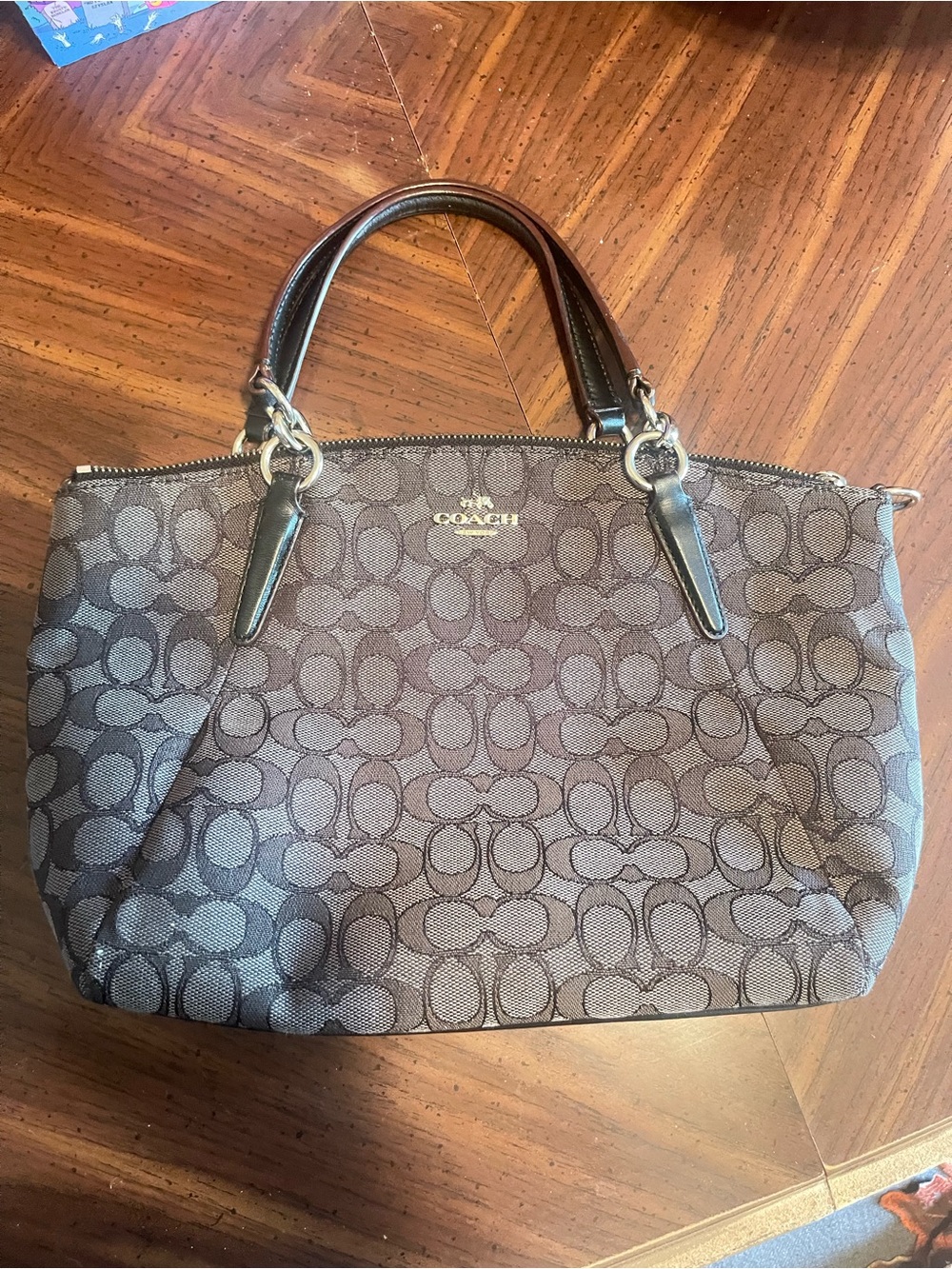 Coach Signature Canvas Satchel Bag in Black